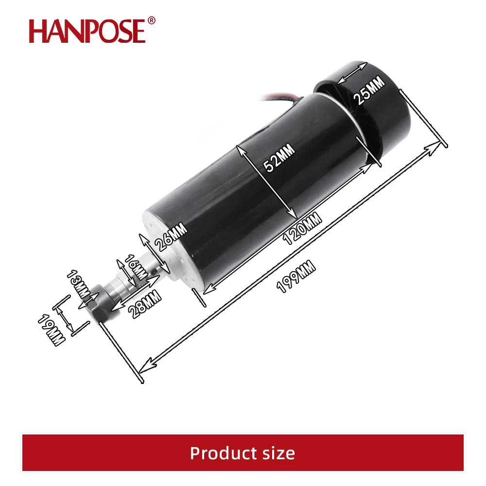 Фото HANPOSE 0,5 кВт MAX12000REV шпиндель воздушного охлаждения двигатель постоянного тока + мощность + цанга с ЧПУ 500 Вт для оборудования для мониторов 3D-принтеров №3