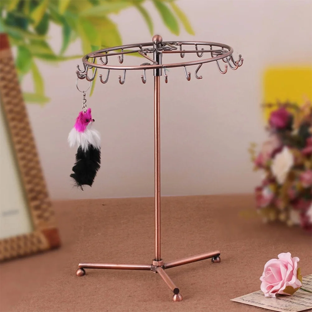 

Rotatable Jewelry Stand Ear Rings Silk Scarf Rack Necklace Display Organizer Retro Earrings