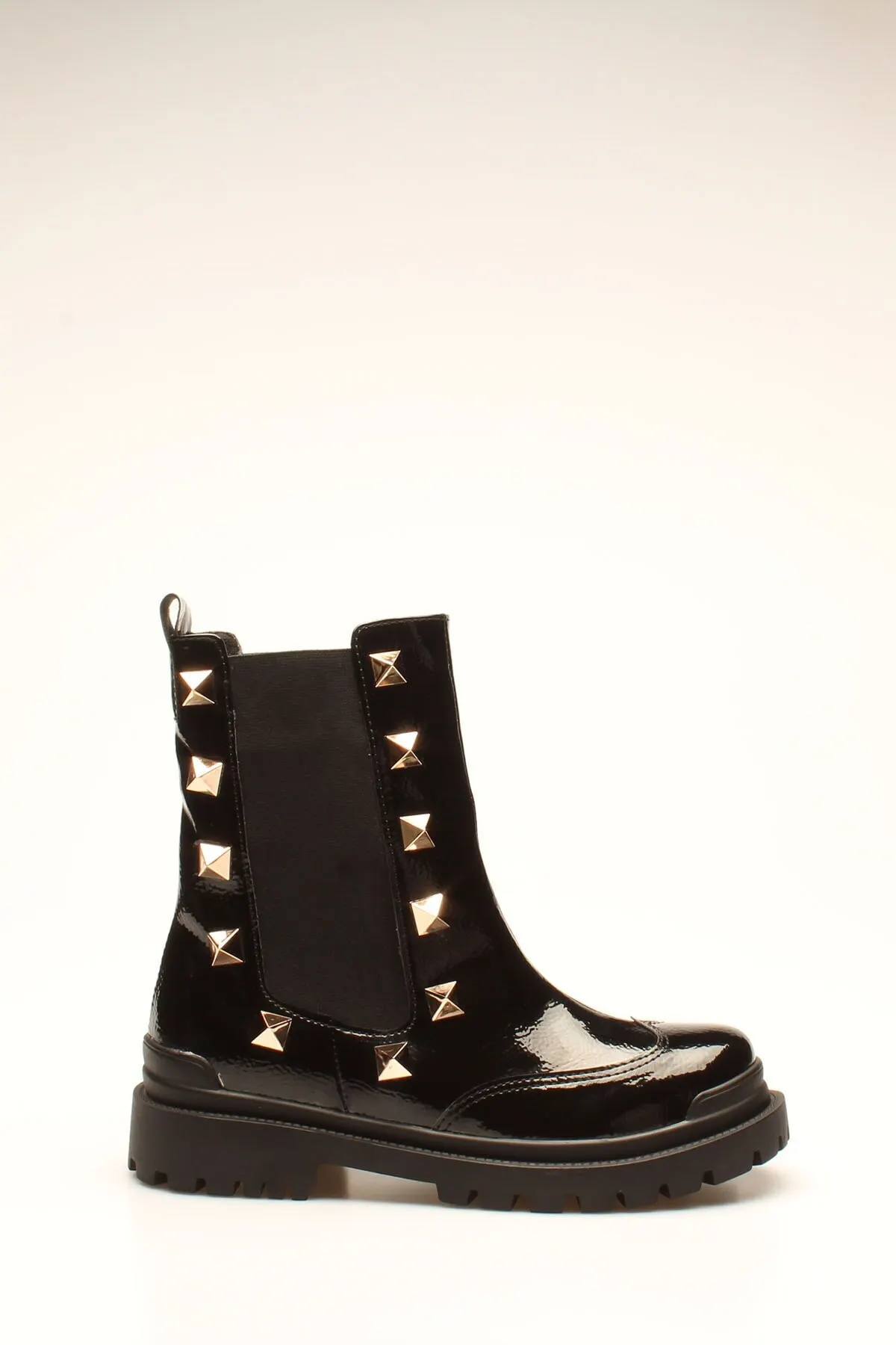 

Fashion Style Black Wrinkled Patent Leather women's Boot Boots & Bootie