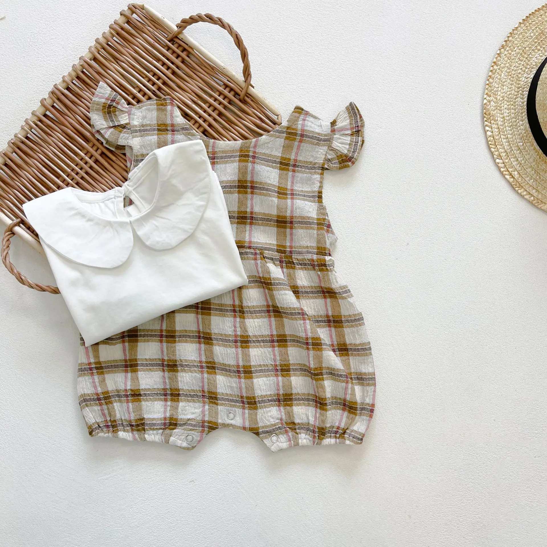 Винтажная одежда для маленьких девочек комбинезон рубашка комплект одежды