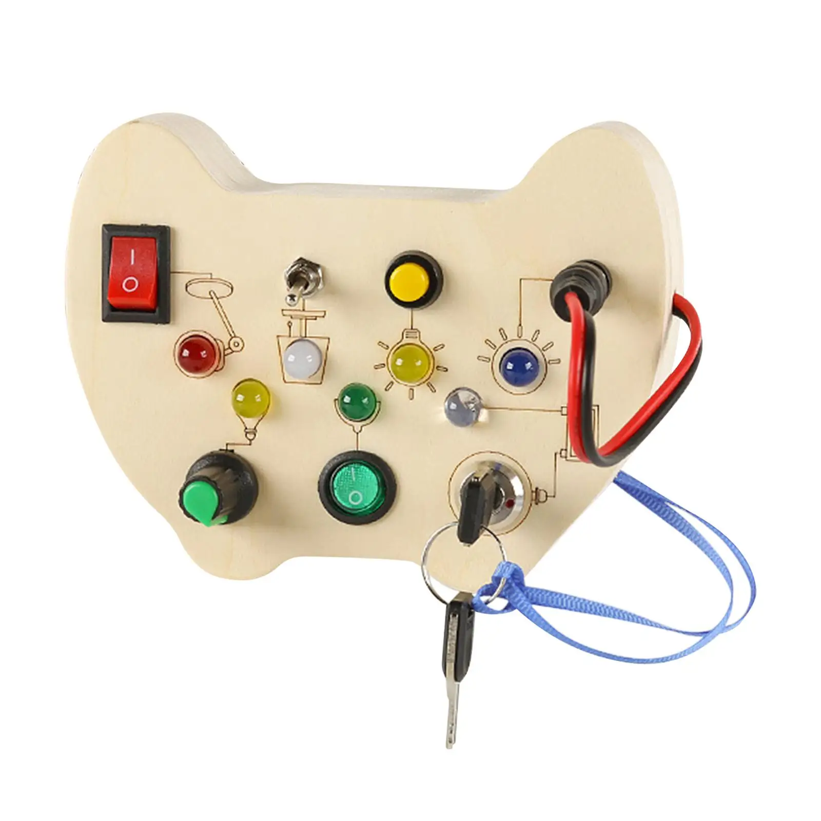 

Wooden Busy Board Lights Switch Toy Finger Training Role Playing Montessori Toy for Activities 1 2 3 4 Year Old Boys Girls Kids