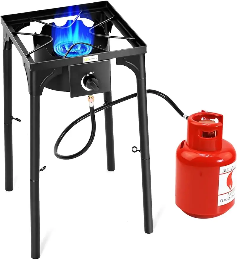 

Outdoor Camping Stove, Single Burner Propane Gas Cooker w/Detachable Legs & 0-20 PSI Regulator & CSA Approval for Camp Paito RV