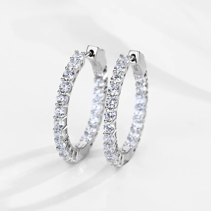 Boucles d'oreilles en argent Sterling 100% et Moissanite pour femmes, bijoux scintillants de luxe, cadeaux, 3mm, 925
