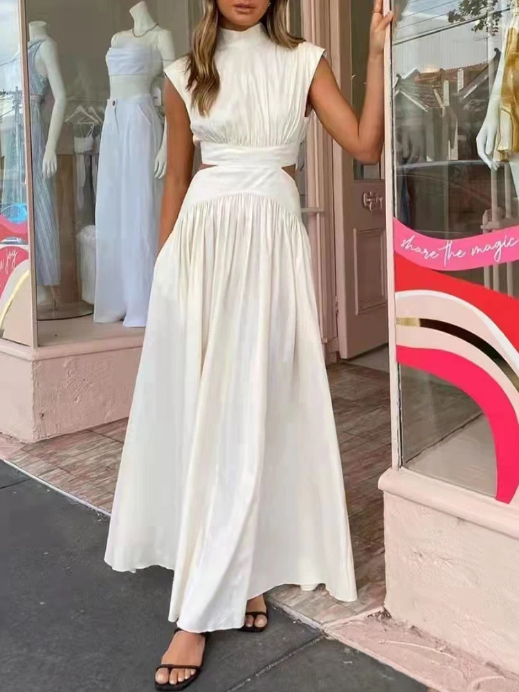 Женское платье-миди без рукавов VGH однотонное платье с вырезом стоячим