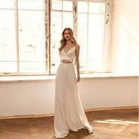 simple ivory spaghetti strap wedding dresses for women 2022 bride v neck a line floor length bride gown vestido de novia 2022