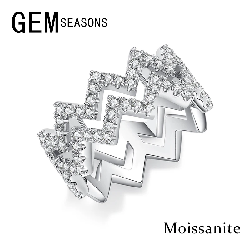 

Moissanite Ring for Women Cocktail Jewelry Z S925 Silver Plated Platinum Pass Diamond Test Round Excellent