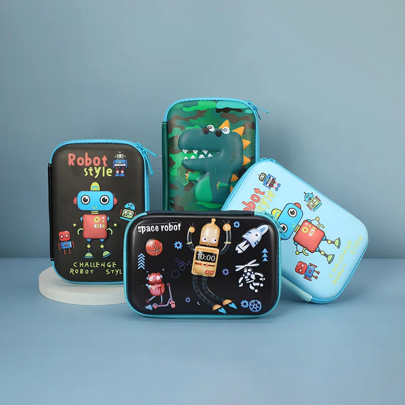 Box 3d Cartoon Stationery Case Pen Holder School Supplies Eva Unicorn Boys Girls Pensil Pouch Bag Pink Blu