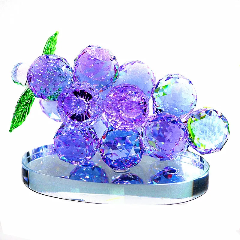 

(5 Colors) Grape Crystal Figurines Glass Fruit Paperweight Art&Collection Table Ornament Home Wedding Decor Lady Kids Gifts