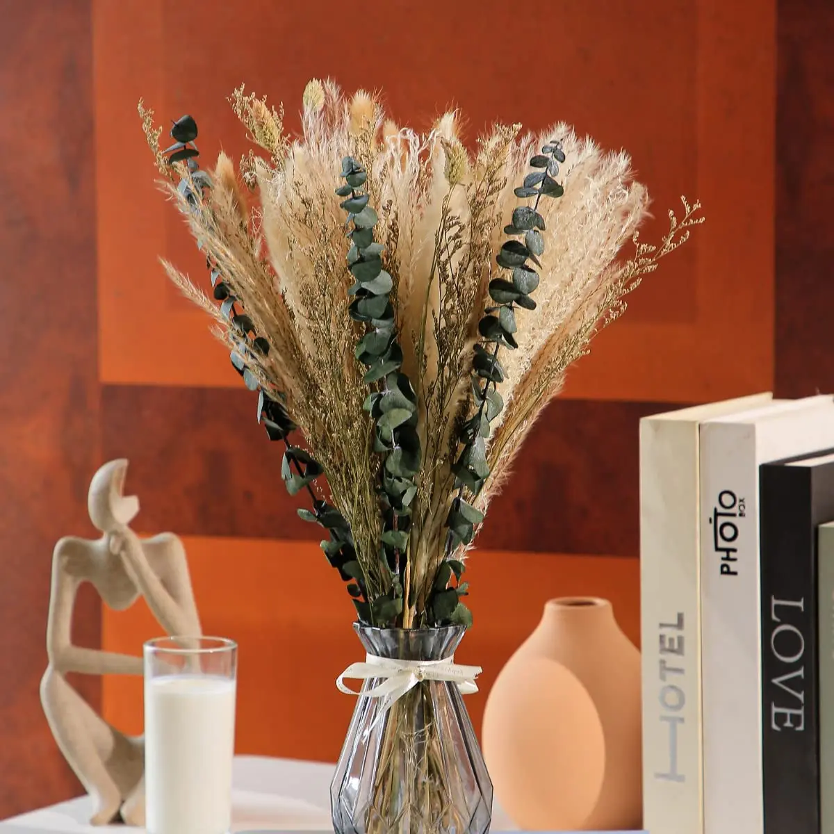 

Natural Pampas Grass Fluffy Small Reeds Flowers Bouquet Boho Living Room Decoration Bunny Tail Grass Dried Flowers for Wedding