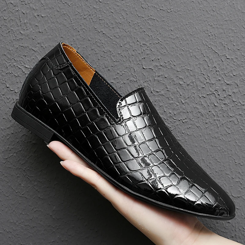 

Misalwa Crocodile Pattern Winter/Spring Men Dress Shoes 5cm Elevator Formal Shoes Party Gentleman Loafers Lift Taller Shoe