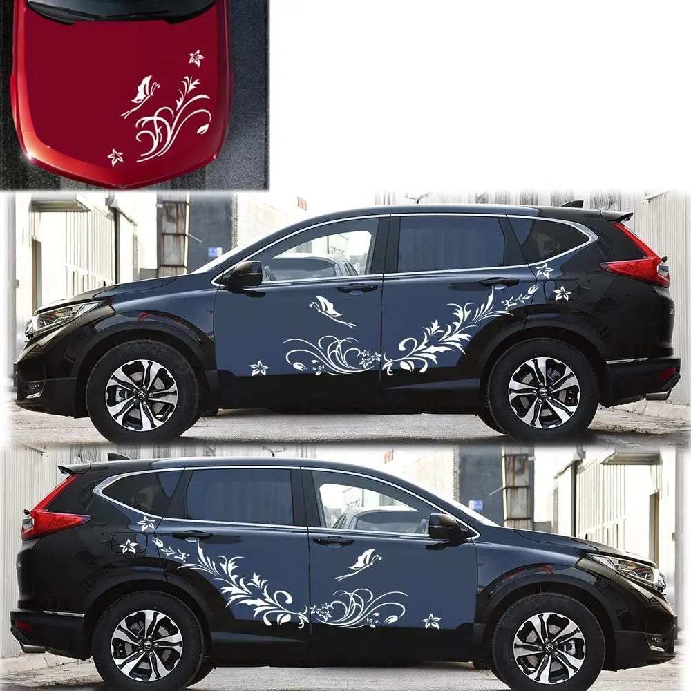 

Наклейки для кузова автомобиля, Бабочка, любовь, цветок, наклейки для автомобиля, наклейки для капота внедорожника