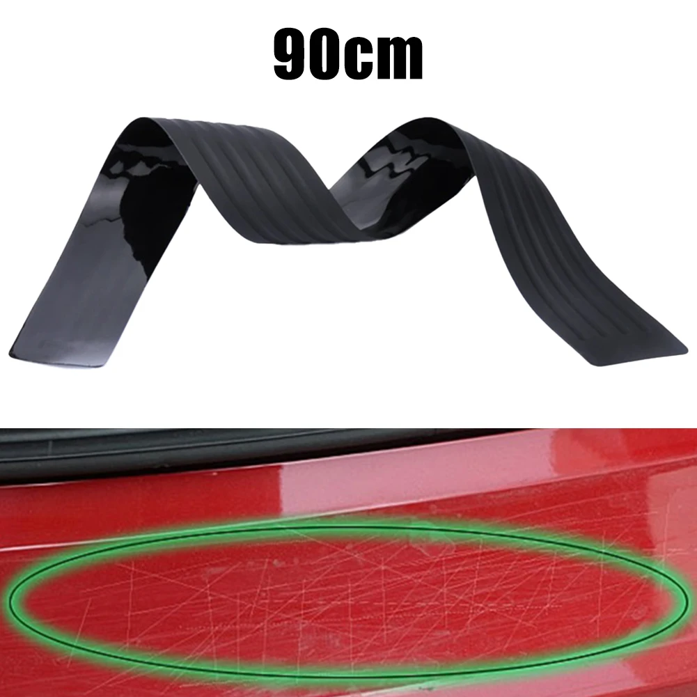

90cm Black Rear Bumper Protect Cover Sill Scuff Plate Trim ///Anti Collision Adhesive Decorative Strip Car ///Accessories