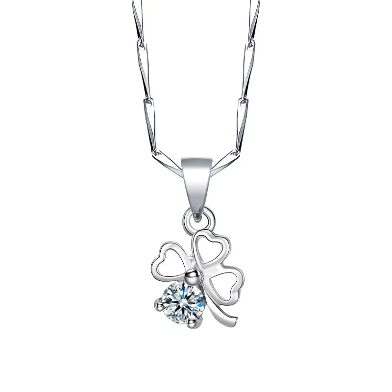 

Original Four-leaf Clover Zircon Necklace For Women Chain Electroplating Platinum Fashion Jewelry With Pendant