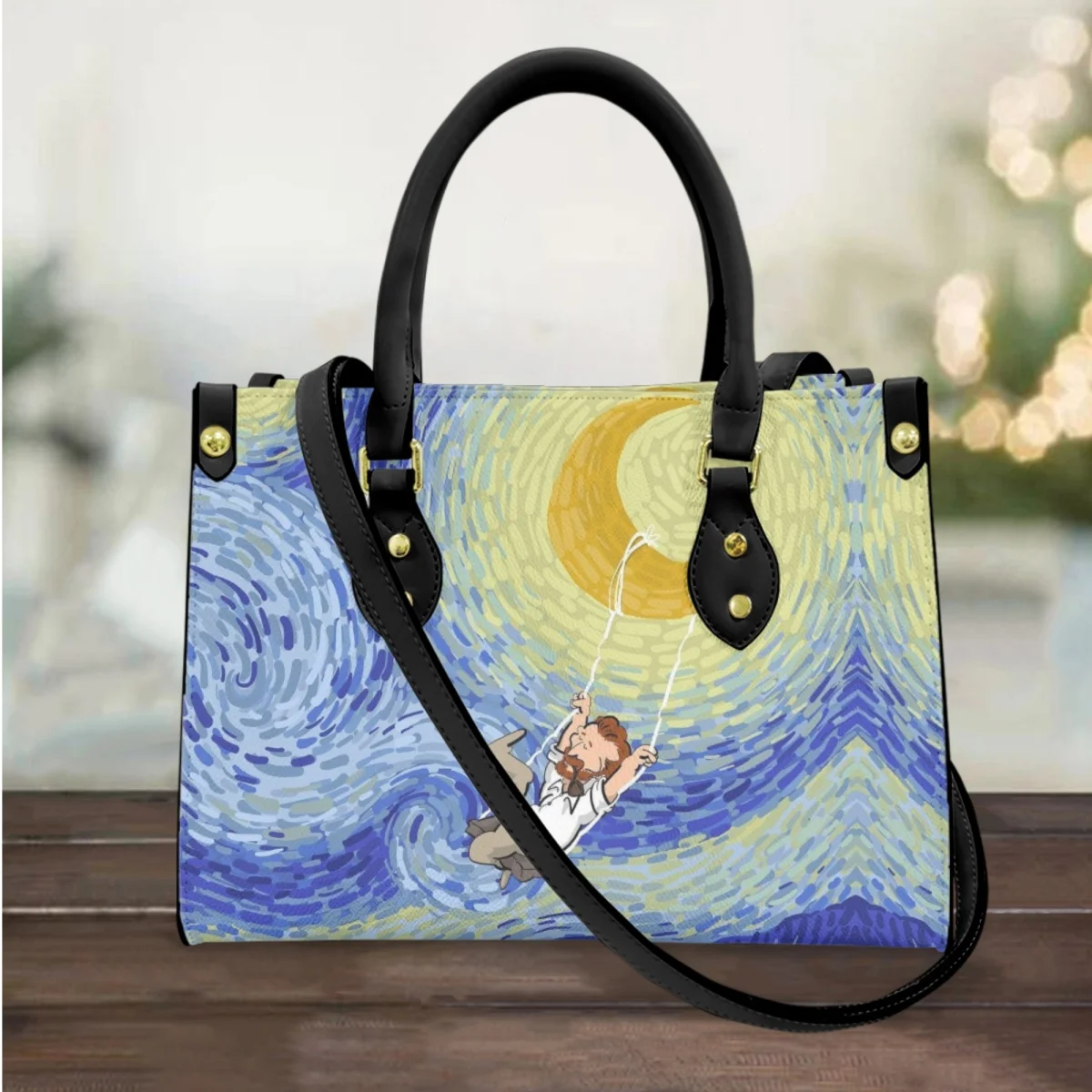 

Модные дизайнерские женские сумки Art Van Gogh с изображением звездного неба, маленькие роскошные кожаные женские сумки через плечо, женские сумки, повседневные женские сумки