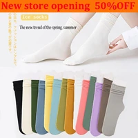 10 pairs of velvet socks spring and summer womens tube thin ice socks solid color pile socks japanese jk college style