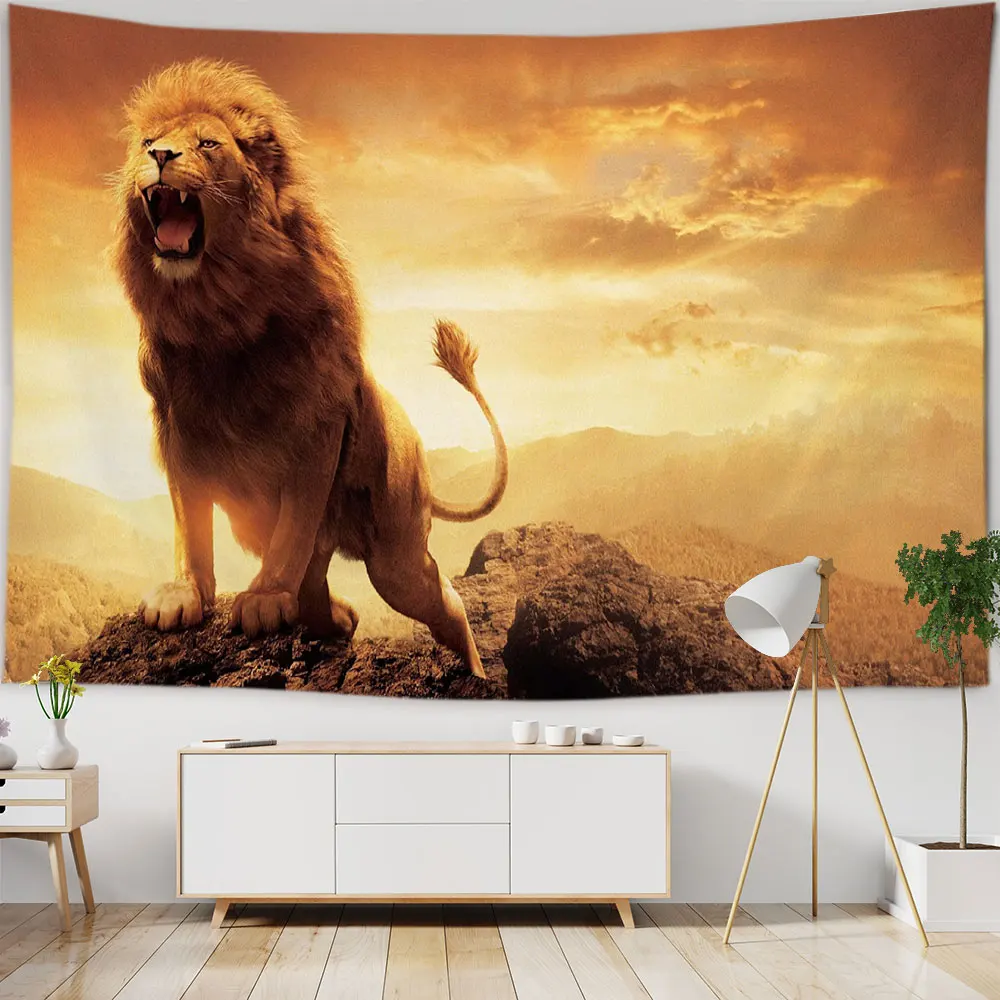 

Львиный гобелен, богемная настенная подвесная ткань мечты, мандала, 3D Печатный гобелен с животными, гостиная, спальня, украшение для дома
