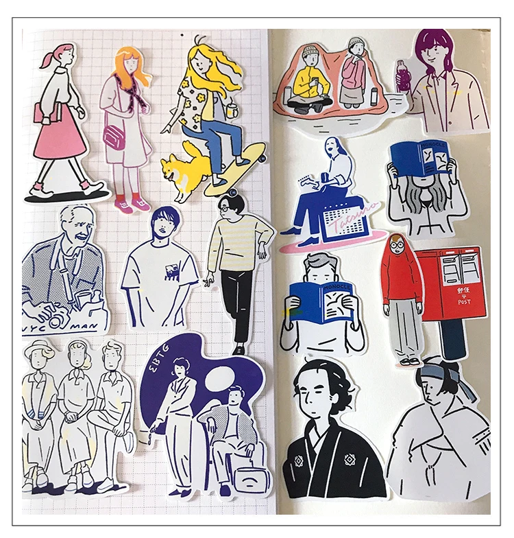 

21pcs/Pack Creative Cartoon People Stickers DIY Scrapbooking Album Junk Journal Happy Planner Decorative Stickers