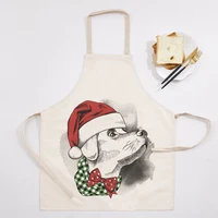sleeveless apron adjustable cooking cotton linen cute dogs printed aprons for home restaurant coffee shop kitchen accessory
