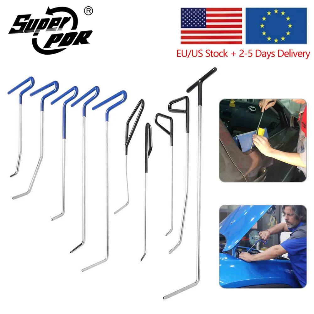 Super PDR Hooks Rods Crowbar Hail Removal Hook Dent Repair Tools Paintless Dent Repair Tools Car Body Dings Removal