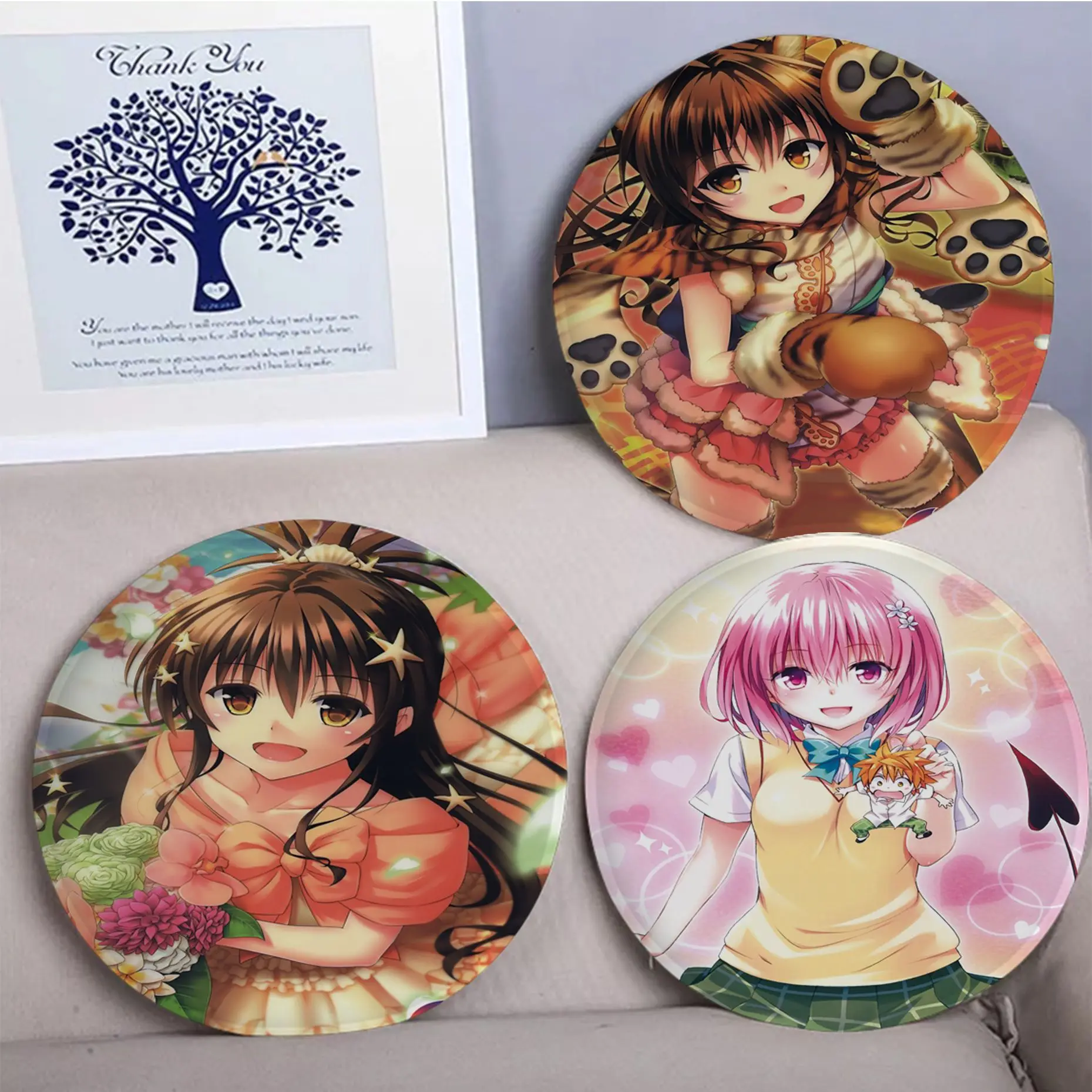 

To Love Ru Round Seat Pad Household Cushion Soft Plush Chair Mat Winter Office Bar Sofa Decor Tatami