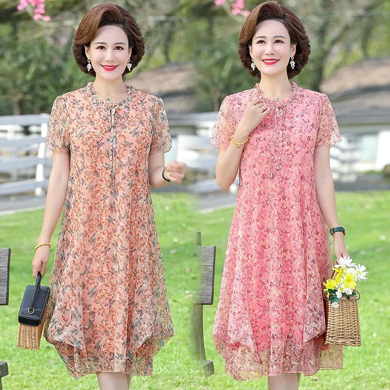 

Женское шифоновое платье с коротким рукавом, повседневное винтажное Плиссированное Платье с принтом и V-образным вырезом для женщин средне...