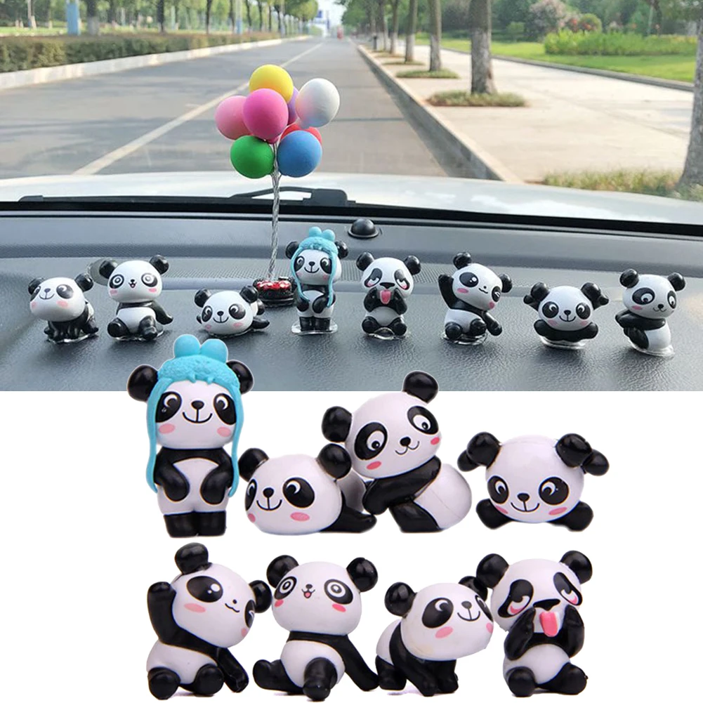 

8Pcs Car Dashboard Decoration Creative Cute Panda Toy DIY Cartoon Auto Interior Accessory High Quality