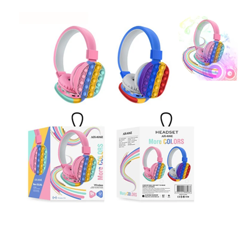 ZK30 2021 Headphone Fidget Toy Decompression попит Creative Silicone Headset Toy Fidget Wireless Headphone Toy Tie Dye Headphone
