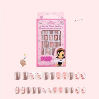 24pcs candy false nail tips child cartoon full cover wearable fake nails suitable fairy summer hand decoration girls manicure