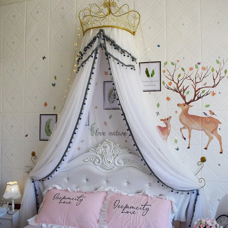 Занавеска для кровати сетка от ветра принцессы корона кружевная прикроватная