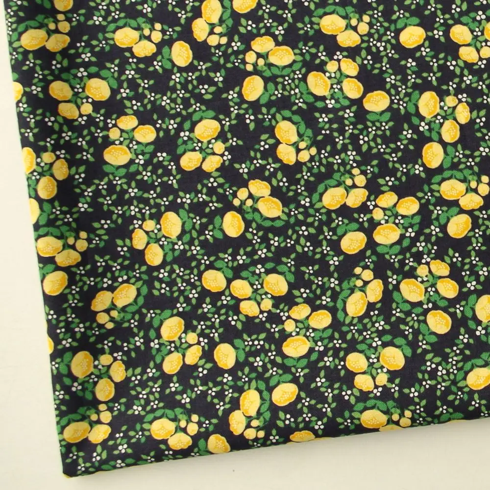 

1 Yard Cotton Woven Fabric For Cloth, Bag, Bedding,Small Yellow Flowers, Width=145cm