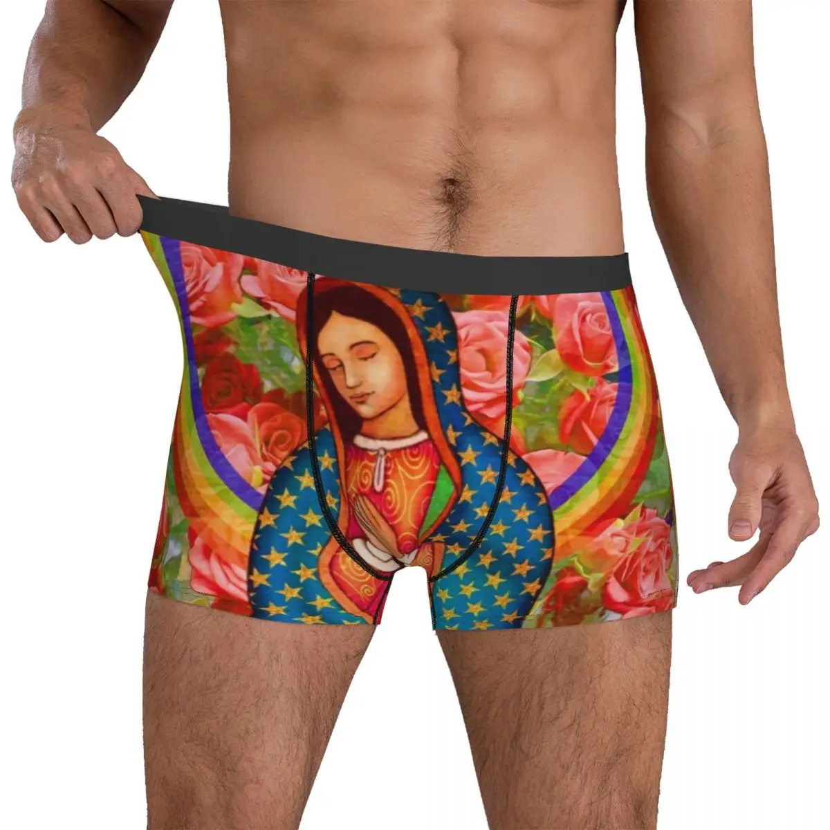 

Virgin Mary Underwear Rainbow Guadalupe Print Boxer Shorts High Quality Males Panties Cute Boxer Brief Birthday Present