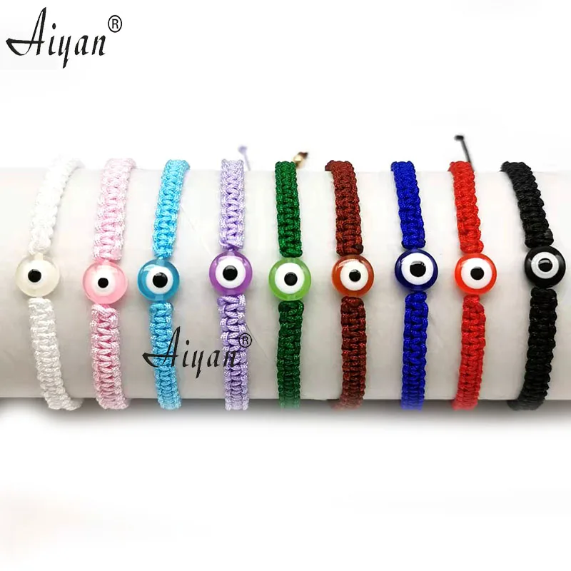 

12 Pieces 9 MM Resin Flat Eyes Adult Braided Bracelet Have Exorcism Protection Effect And Also Given As A Colors Gift Have Many