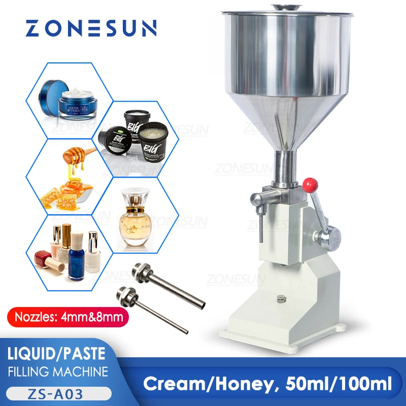 

ZONESUN A03 Manual Honey Filling Machine Nail Polish Shampoo Cream Shampoo Cosmetic Liquid Paste Peanut Butter Chilli Sauce