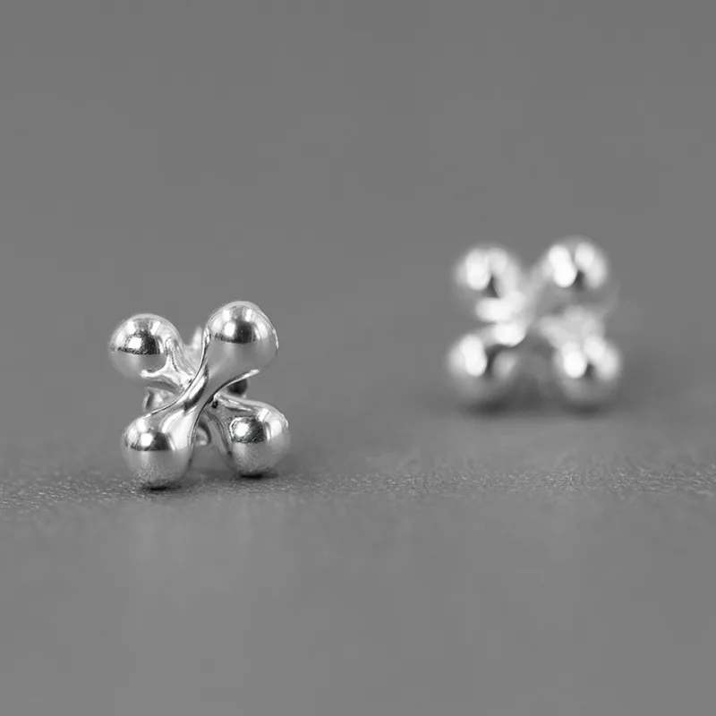 

INATURE Punk Style 925 Sterling Silver Barbell Stud Earrings for Women Men