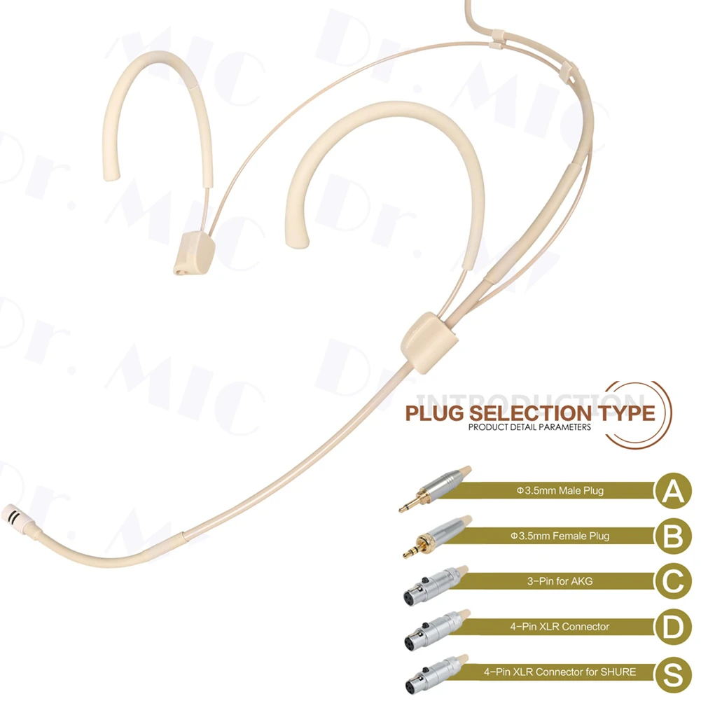 

Adjustable Headset Mic Cardioid Headworn Microphone 3.5mmXLR For Wireless System Adjustable Microphone Orientation Equipment