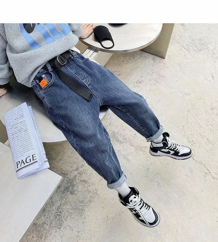 

Детские брюки для мальчиков Новинка 2023 брюки для детей среднего и большого размера модные джинсы для отдыха для детей Весна и осень