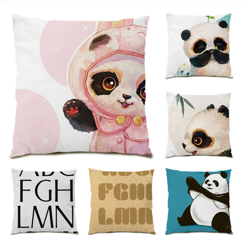 

Velvet Pillowcase Polyester Linen Home Decoration Cute Panda 45x45 Cushion Cover Sofas for Living Room Decor Vintage 45x45 E1141