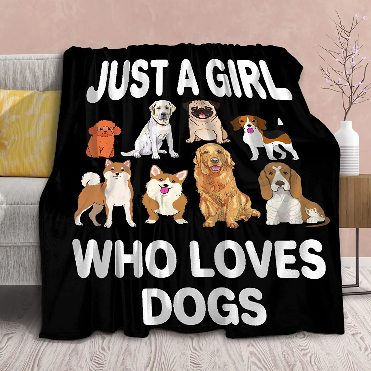 

Dog Blanket Puppy Plush Gift for Girl Women Kid Dogs Animals Lover Throws Comfy Lightweight Quilt Cute Puppies Soft Blankets