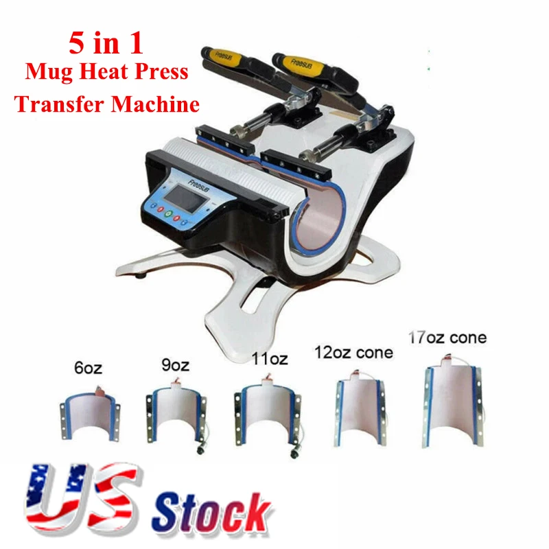 5 in 1 Combo Mini Automatic Double Station Mug Heat Press Transfer Machine Bulk Wholesale US Stock Fast Delivery