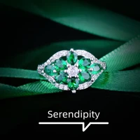 elegant luxurious green zircon flower engagement rings for women statement jewelry prom party accessories anniversary gifts
