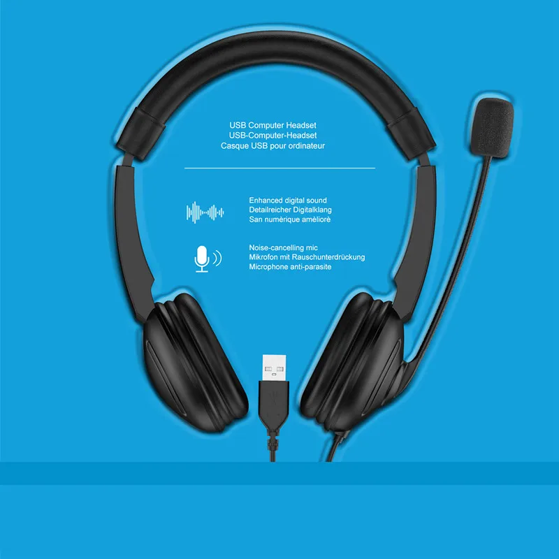 Проводная USB-гарнитура с шумоподавлением наушники для колл-центра регулировкой