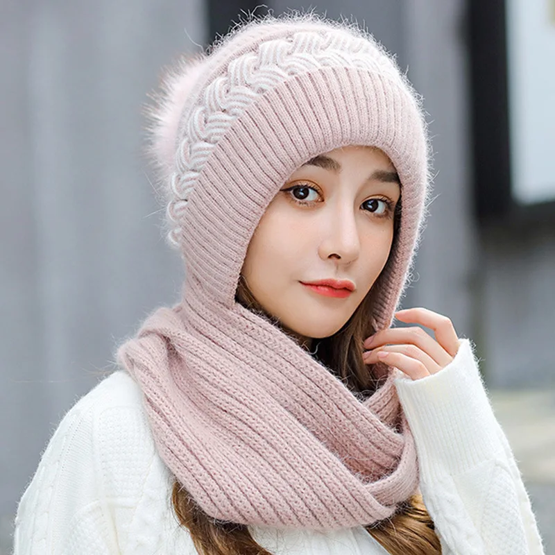 Новинка 2022 вязаная шапка шарф Манишка модные женские шапочки защита ушей от