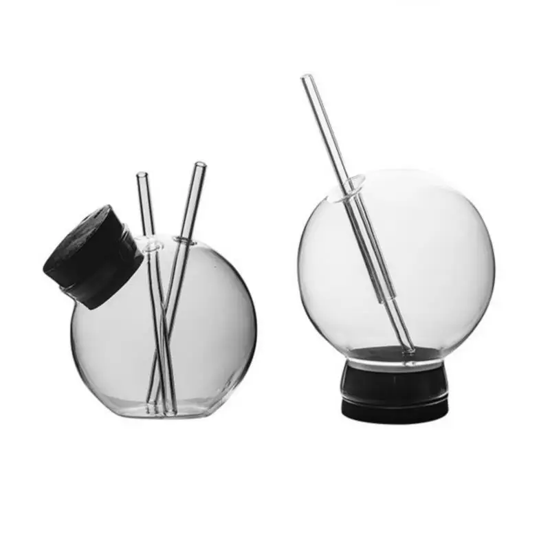 Бокал для коктейлей креативная сферическая форма многоразовая соломинка питья