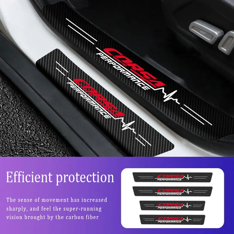 

4Pcs Car Stickers For Opel Performance Corsa Threshold Anti Scratch Door Sill Protector ​Protection Carbon Fiber Accessories