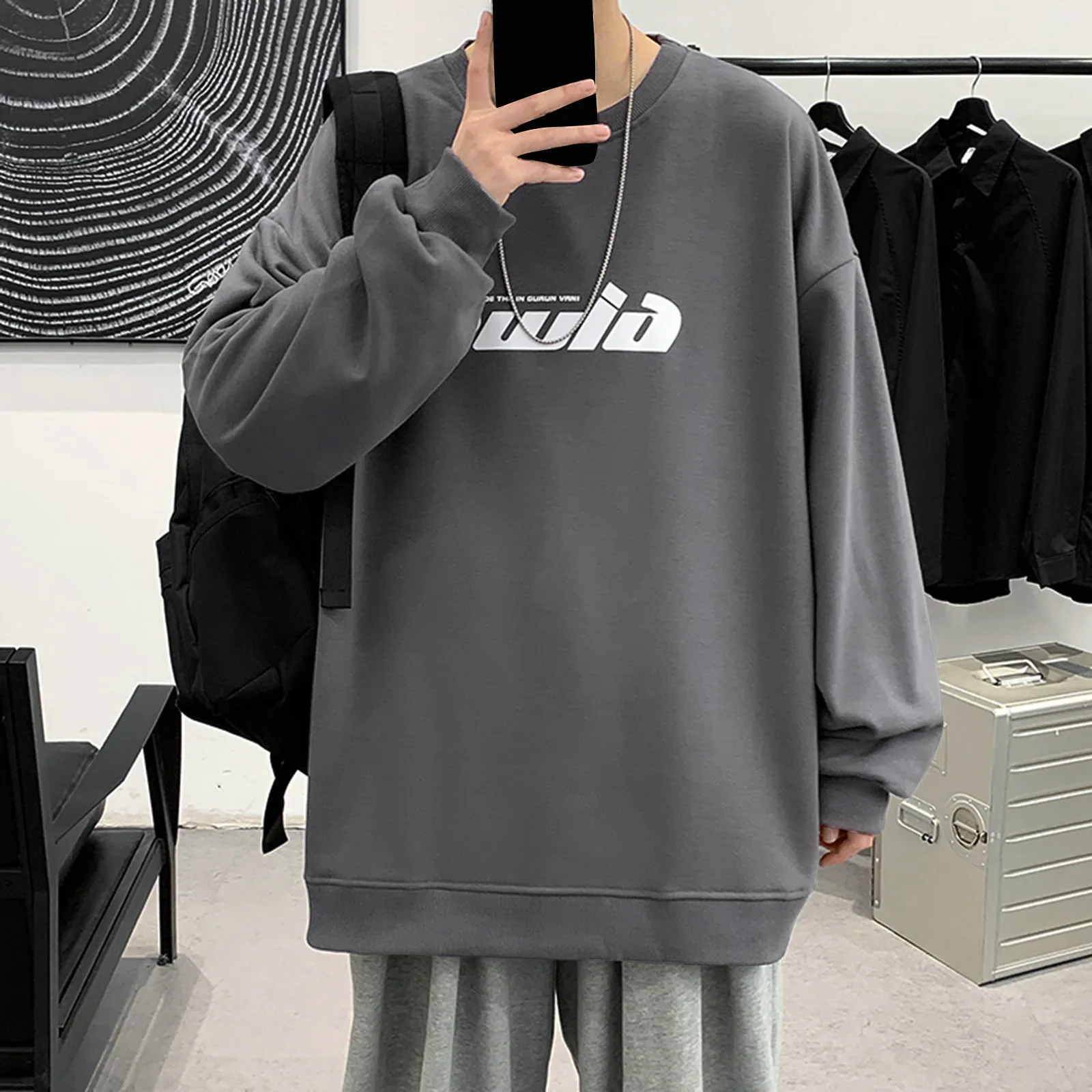 

Mens Autumn And Winter Fashion Casual Simple Hatless Pullover Sweater Long Sleeve Top Blouse Pack of Mens Sweatshirts