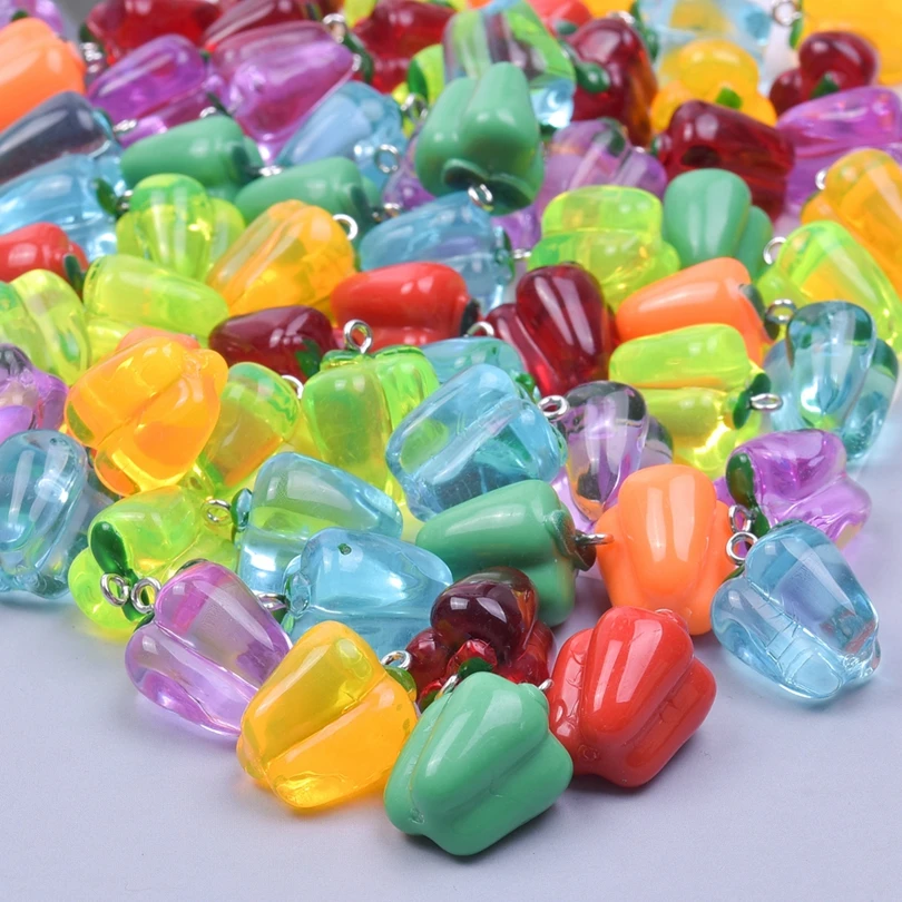 

DIY Random Mix Vegetable Pendant Jewelry Making Supplies Rainbow Bell Pepper Charms Bulk Wholesale Items Resin Food Accessories