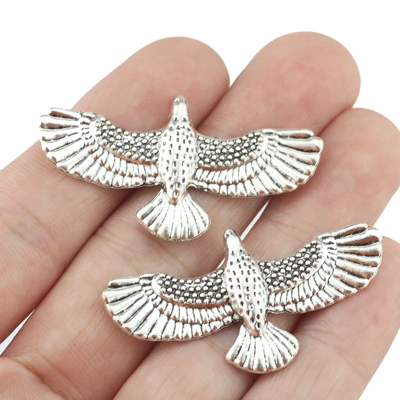 

6Pieces 41*23mm Eagle Charm Antique Silver Color Vintage DIYJewelry Making Crafts Animal Jewelry