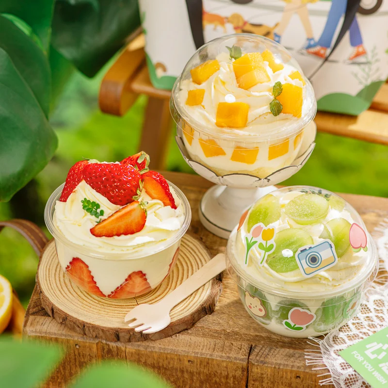

50pcs Net red transparent cream cake cup thick ice cream yogurt pudding cup baking dessert cups fruit salad cup with lid