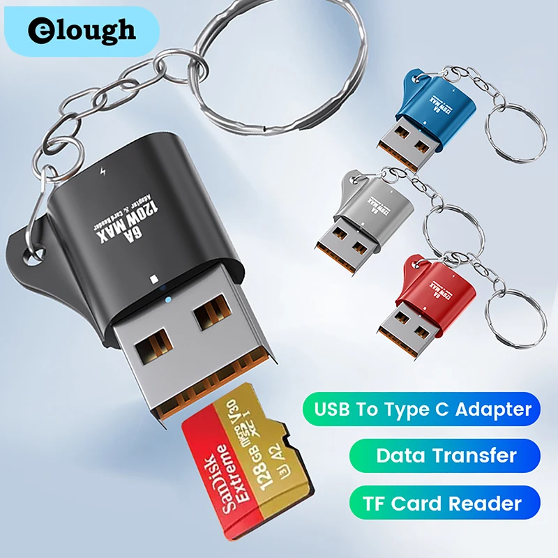 Elough USB To Type C OTG Adapter 2 In 1 TF Card Reader USB Male To USB C Female Converter For Macbook Phone Charge OTG Connector