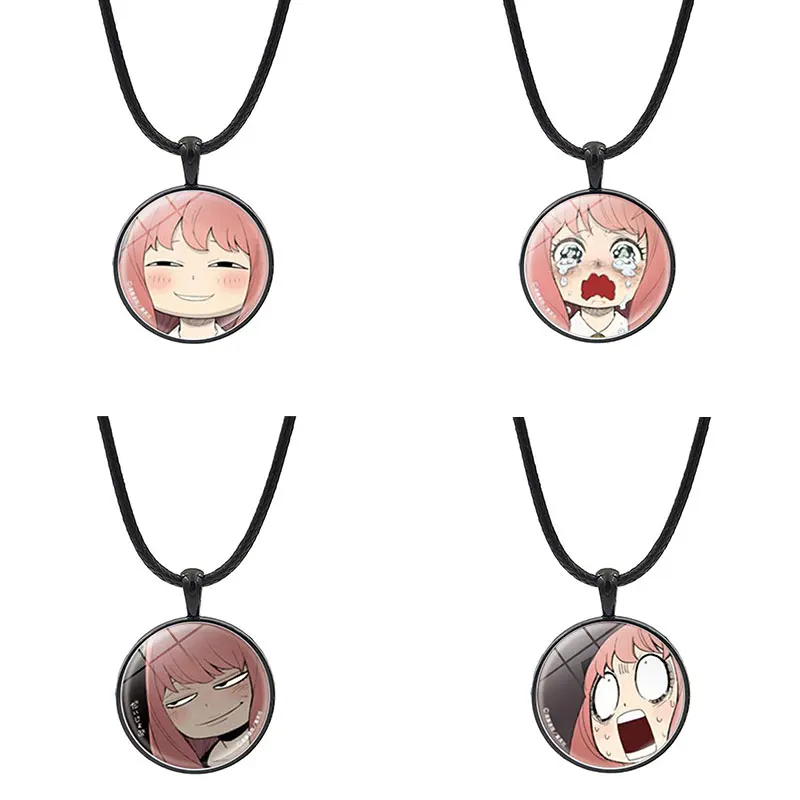 

Hot Sale SPY X FAMILY Anime Necklace for Women Girls Black Round Cartoon Cute Anya Pendant Necklace Chains Cosplay Otaku Jewelry